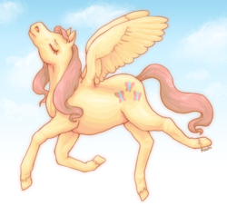 Size: 685x652 | Tagged: safe, artist:rachi-the-great, fluttershy, g4, eyes closed, female, flying, solo