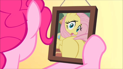 Size: 854x480 | Tagged: safe, fluttershy, pinkie pie, earth pony, pegasus, pony, g4, pinkie pride, butt, exploitable, female, photo, plot