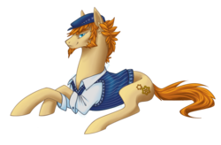 Size: 766x503 | Tagged: safe, artist:haventide, oc, oc only, oc:kurtis clockwork, earth pony, pony, clothes, solo