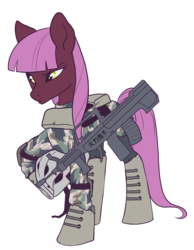 Size: 1403x1805 | Tagged: safe, artist:pixel-prism, oc, oc only, earth pony, pony, assault, battlefield 4, chinese, gun, helmet, military, military uniform, qbz-95-1, shuilian, soldier, solo, waterlily