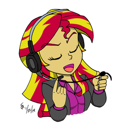 Size: 1578x1578 | Tagged: safe, artist:mayorlight, sunset shimmer, equestria girls, g4, call center, female, headset, solo