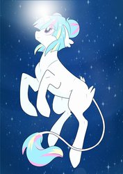 Size: 752x1063 | Tagged: safe, artist:rannarbananar, oc, oc only, oc:lorelei, classical unicorn, pony, unicorn, horn, leonine tail, magic, moon, night, solo