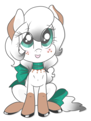 Size: 773x1033 | Tagged: safe, artist:rannarbananar, oc, oc only, oc:evie, earth pony, pony, bow, freckles, solo