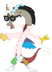 Size: 2316x3214 | Tagged: safe, artist:tourniquetmuffin, discord, g4, three's a crowd, clothes, male, risky business, shirt, simple background, socks, solo, sunglasses, transparent background, underwear, vector