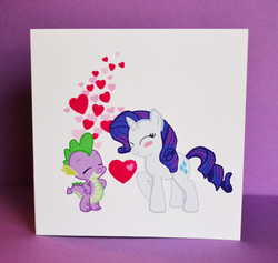 Size: 1571x1487 | Tagged: safe, artist:loreleiwave, rarity, spike, g4, card, female, male, ship:sparity, shipping, straight