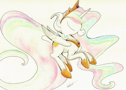 Size: 1280x914 | Tagged: safe, artist:getchanoodlewet, princess celestia, g4, female, solo, traditional art