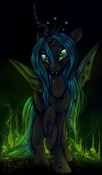 Size: 559x960 | Tagged: safe, artist:amneisiousiren, queen chrysalis, changeling, changeling queen, g4, crown, female, jewelry, regalia, solo