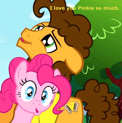 Size: 466x469 | Tagged: safe, edit, cheese sandwich, pinkie pie, earth pony, pony, g4, pinkie pride, duo, female, male, mare, stallion