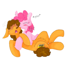 Size: 937x752 | Tagged: safe, artist:flow3r-child, cheese sandwich, pinkie pie, earth pony, pony, g4, pinkie pride, blushing, female, male, mare, open mouth, ship:cheesepie, shipping, simple background, stallion, straight, transparent background