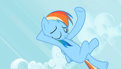 Size: 1366x768 | Tagged: safe, screencap, rainbow dash, g4, the mysterious mare do well, female, flying, solo