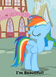 Size: 559x761 | Tagged: safe, edit, rainbow dash, g4, beautiful, captain obvious, caption, cute, dashabetes, female, solo