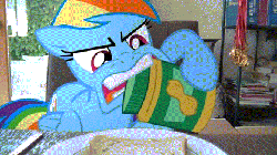 Size: 420x236 | Tagged: safe, artist:stormxf3, daring do, rainbow dash, human, pegasus, pony, rainbow dash's precious book, g4, animated, book, funny, funny as hell, gif, irl, irl human, jar, outdoors, peanut butter, photo, ponies in real life