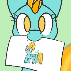 Size: 900x900 | Tagged: dead source, safe, artist:askincompetentlightningdust, artist:ralek, lightning dust, g4, animated, c:, cute, drawing, dustabetes, female, gif, looking at you, mouth hold, smiling, solo, tail wag, tumblr