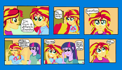 Size: 1816x1038 | Tagged: safe, artist:oneovertwo, cheerilee, sunset shimmer, twilight sparkle, comic:the return of sunset shimmer, equestria girls, g4, comic, ponified