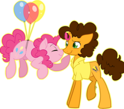 Size: 1700x1500 | Tagged: safe, artist:annakitsun3, cheese sandwich, pinkie pie, earth pony, pony, g4, pinkie pride, balloon, boop, duo, eyes closed, female, male, noseboop, ship:cheesepie, shipping, stallion, straight