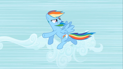 Size: 1366x768 | Tagged: safe, screencap, rainbow dash, g4, my little pony: friendship is magic, the mysterious mare do well, female, flying, solo