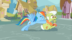 Size: 1366x768 | Tagged: safe, screencap, granny smith, rainbow dash, g4, my little pony: friendship is magic, the mysterious mare do well