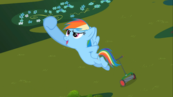 Size: 1366x768 | Tagged: safe, screencap, rainbow dash, g4, my little pony: friendship is magic, the mysterious mare do well, female, flying, solo