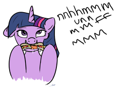 Size: 870x600 | Tagged: safe, artist:rainbow-dosh, twilight sparkle, g4, burger, eating, female, ponies eating meat, solo