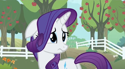 Size: 854x475 | Tagged: safe, screencap, rarity, pony, unicorn, g4, simple ways, butt, cute, female, floppy ears, frown, looking back, mare, plot, raribetes, sad, solo