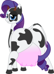Size: 974x1314 | Tagged: safe, artist:shitigal-artust, rarity, cow, g4, butt, cowified, female, horns, looking at you, looking back, looking back at you, plot, raricow, simple background, solo, species swap, the ass was fat, transparent background, udder