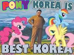 Size: 275x205 | Tagged: safe, fluttershy, pinkie pie, rainbow dash, g4, artifact, best korea, kim jong-il, north korea, stock vector