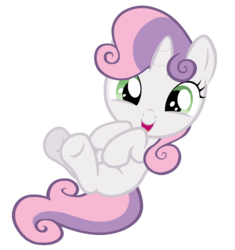 Size: 3183x3379 | Tagged: safe, artist:vendetatj, edit, sweetie belle, pony, unicorn, g4, cute, diabetes, diasweetes, female, filly, looking at you, on back, open mouth, simple background, smiling, solo, transparent background, vector