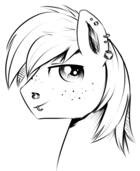 Size: 793x974 | Tagged: safe, artist:xioade, big macintosh, earth pony, pony, g4, male, monochrome, piercing, solo, stallion