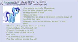 Size: 570x307 | Tagged: safe, minuette, g4, /mlp/, 4chan, 4chan screencap, greentext, sad, text, where are they now