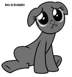 Size: 742x793 | Tagged: safe, artist:deadp0n3, earth pony, pony, g4, base, blank, eyelashes, female, floppy ears, frown, mare, sad, sitting, solo