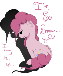 Size: 1500x1800 | Tagged: safe, artist:kohaku-miharu, pinkie pie, earth pony, pony, g4, crying, female, floppy ears, sad, simple background, solo, transparent background