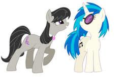 Size: 900x552 | Tagged: safe, artist:chokico, dj pon-3, octavia melody, vinyl scratch, g4