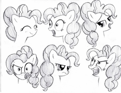 Size: 6600x5100 | Tagged: safe, artist:thealjavis, pinkie pie, g4, absurd resolution, expressions, grayscale, monochrome