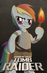 Size: 719x1112 | Tagged: safe, artist:drawponies, rainbow dash, g4, crossover, female, parody, poster, solo, tomb raider