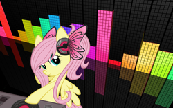 Size: 1920x1200 | Tagged: safe, artist:oathkeeper21, fluttershy, g4, female, headphones, solo, turntable, wallpaper