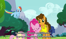 Size: 800x480 | Tagged: safe, screencap, cheese sandwich, fluttershy, pinkie pie, rainbow dash, earth pony, pegasus, pony, g4, pinkie pride, female, italian, italy, male, mare, stallion, subtitles, wings