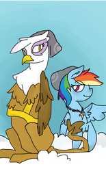 Size: 426x689 | Tagged: safe, artist:meowing-ghost, gilda, rainbow dash, griffon, pegasus, pony, g4, female, lesbian, ship:gildash, shipping, swag