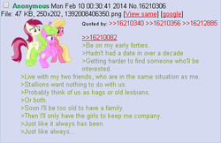 Size: 451x292 | Tagged: safe, daisy, flower wishes, lily, lily valley, roseluck, g4, /mlp/, 4chan, 4chan screencap, feels, flower trio, greentext, sad, text, where are they now