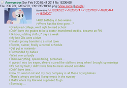 Size: 581x399 | Tagged: safe, nurse redheart, g4, /mlp/, 4chan, 4chan screencap, feels, greentext, sad, text, where are they now