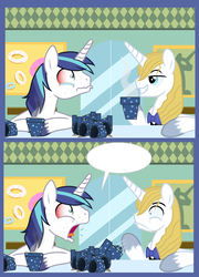 Size: 1069x1486 | Tagged: safe, artist:edowaado, prince blueblood, shining armor, g4, exploitable meme, meme, screaming armor 2: the fall of blueblood, template