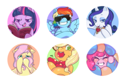 Size: 1280x831 | Tagged: safe, artist:magnta, applejack, fluttershy, pinkie pie, rainbow dash, rarity, twilight sparkle, g4, apple, balloon, book, fire ruby, flower, magic, mane six, sunglasses