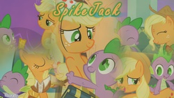 Size: 960x540 | Tagged: safe, artist:drakkenlovesshego12, applejack, spike, g4, collage, female, male, ship:applespike, shipping, straight, wallpaper