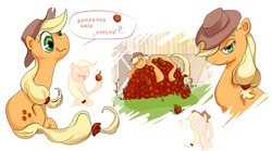 Size: 1614x900 | Tagged: safe, artist:vinny-lloyd, applejack, g4, apple, sketch dump, that pony sure does love apples