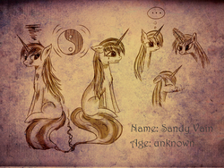 Size: 1024x768 | Tagged: dead source, safe, artist:evil-spider, oc, oc only, oc:sandy vain, pony, unicorn, ..., solo, yin-yang