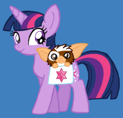 Size: 622x598 | Tagged: safe, artist:heartinarosebud, gizmo, twilight sparkle, g4, crossover, gremlins, mogwai