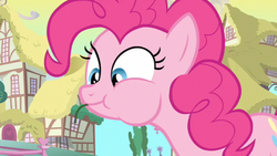 Size: 853x480 | Tagged: safe, screencap, pinkie pie, earth pony, pony, a friend in deed, g4, female, puffy cheeks, solo