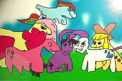 Size: 800x539 | Tagged: safe, artist:olle k t paza, applejack, fluttershy, pinkie pie, rainbow dash, rarity, twilight sparkle, g4, 1000 hours in ms paint, mane six, ms paint, quality