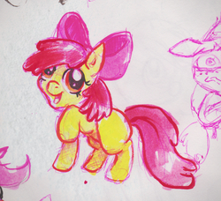 Size: 1336x1216 | Tagged: safe, artist:aba-kadabra, apple bloom, earth pony, pony, g4, female, filly, traditional art