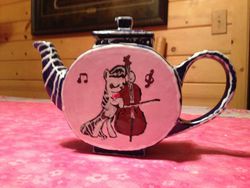 Size: 2448x1836 | Tagged: safe, octavia melody, earth pony, pony, g4, cello, customized toy, irl, music notes, musical instrument, painting, photo, playing instrument, solo, teapot