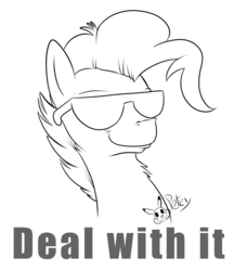 Size: 1200x1388 | Tagged: safe, artist:pikapetey, oc, oc only, glasses, meme, monochrome, solo